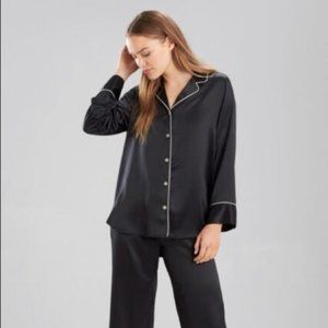 Natori Satin Black Button Up Pajama Top